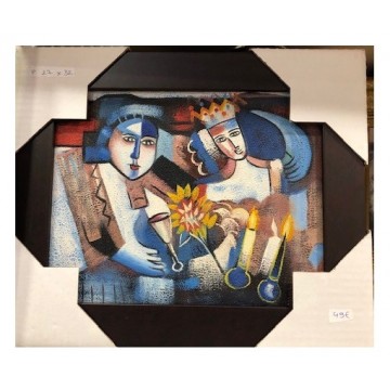 CADRE REINE CHABBAT - PEINTURE A L'HUILE - TAILLE 27 * 32 CADRE REINE CHABBAT - PEINTURE A L'HUILE - TAILLE 27 * 32